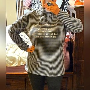 Fashion Brand Company black/blue striped mock turtleneck long sleeve top sz 2XL